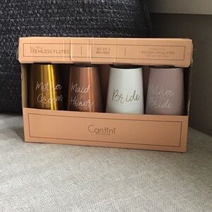 Stemless Bridal Party Flutes Set - Gold, Rose Gold, White and Soft Pink